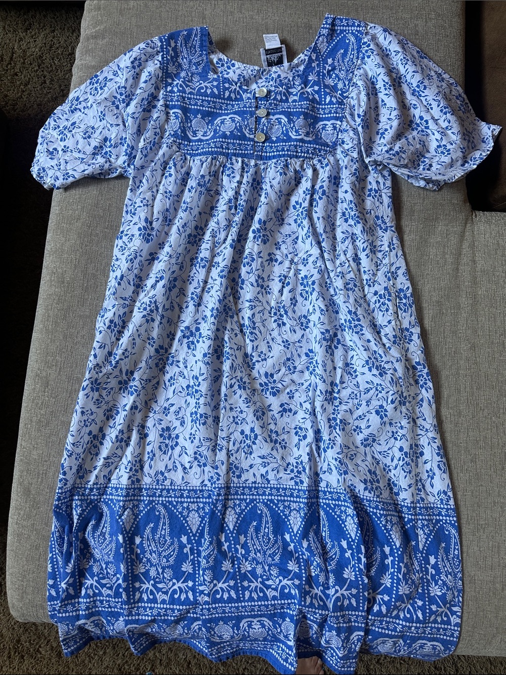 Metropolitan size medium house sleep dress blue white  lounge granny chic new